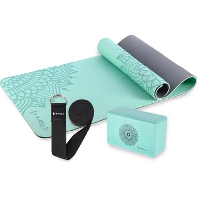 YM10 TPE Yogamat met KJ02 Blok en SJ02 Yogaband HMS