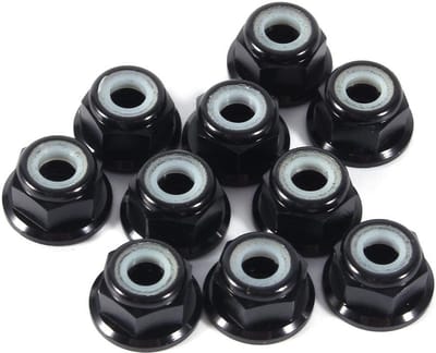 Zelfborgende Moeren, 10 Stuks M4 CNC Aluminium Moer Met Nylon Flenzen Zelfborgende Moer Metalen Moeren (Zwart)