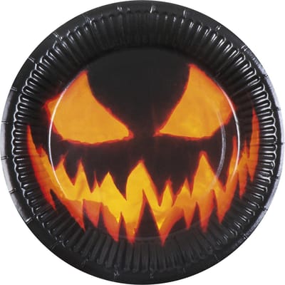 Halloween - Thema feest papieren bordjes enge pompoen 6x stuks 23 cm - Halloween tafeldecoratie