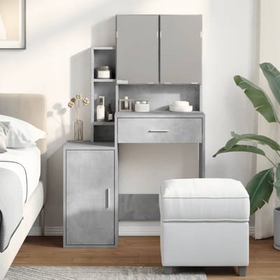 vidaXL - Kaptafel - met - kastje - 80x35x132 - cm - betongrijs