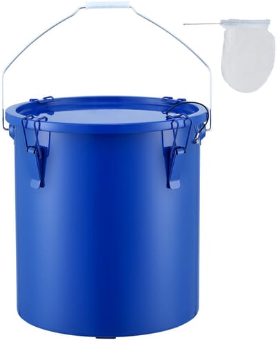 6 Gallon Vetcontainer voor Friteuses – Olieafvoerbak van Koolstofstaal met Deksel en Sluitklemmen – Transportcontainer voor Heet Kookolie – Roestvrije Coating – Blauw