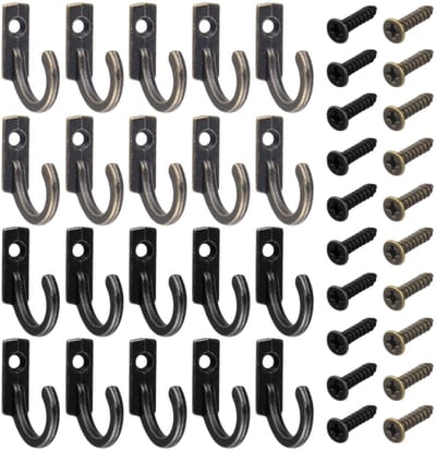 Dailygoods- Legeringhaken 20 Stuks - Multifunctionele Haken - Zelfklevende Ophanghaken - Schroefhaken - Duurzaam Materiaal - Geschikt Voor Huis/Kantoor - Haakjes