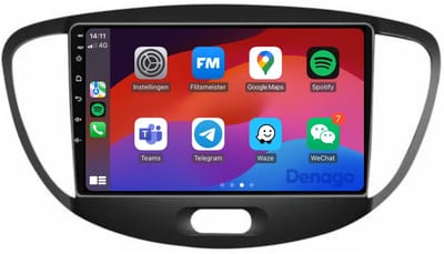 CarPlay autoradio geschikt voor Hyundai i10 | 2008 t/m 2013 | Android 13 | Draadloos Apple CarPlay & Android Auto | 2GB + 32GB | QuadCore processor | Denago DNG-A67 | 2025 model | 2008 2009 2010 2011 2012 2013 | Bluetooth & Wifi