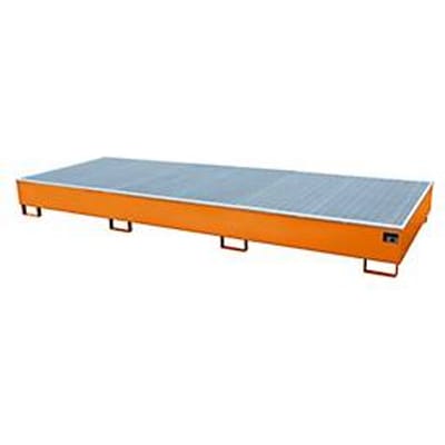 Bauer RW-GR 3600-3 PE vakkenbak, met rooster en PE inzet, B 3262 x D 1312 x H 383 mm, tot 1000 liter, gelakt staal, geel-oranje