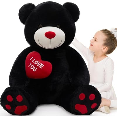1,3 Meter Grote Zwarte Knuffelbeer Pluche Speelgoed Valentijnsdag Cadeau voor Vriendin Bruiloft Ik Hou Van Jou United States beige