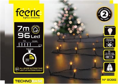 Feeric lights Kerstverlichting - 2x - warm wit - 7 m- 96 led lampjes - zwart snoer - batterij