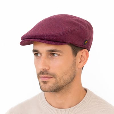 Hatman of Ireland Flat Cap Unisex Aran Plum – 100% Ierse Scheerwol maat S/m (56-58cm)