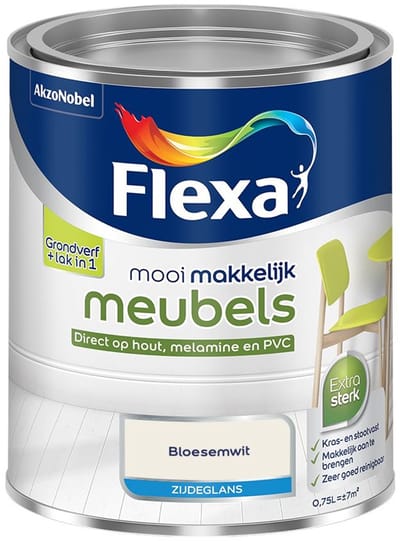 Flexa - Mooi Makkelijk Meubels Zijdeglans - Bloesemwit - Mengverf - 750 Ml