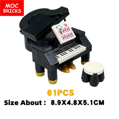 Kit MOC Bakstenen Muziek Vleugel Huismeubilair Stad Bouwstenen Accessoires Speelgoed Voor Kinderen Kind Educatieve Poppen black