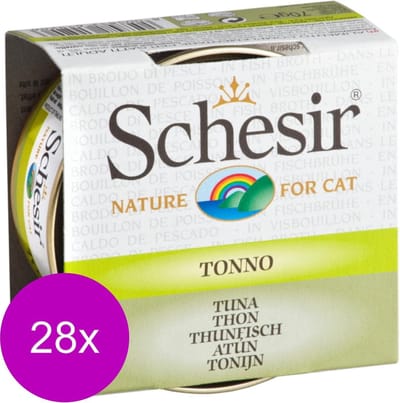Schesir Kat Bouillon 70 g - Kattenvoer - 28 x Tonijn Blik