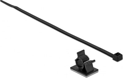 Tie-wraps 200 x 3,6mm (10 stuks) met zelfklevende kabelklemmen (10 stuks) / zwart - UV resistent