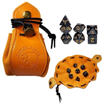 Dungeon en Dice Set - 2-in-1 Dice Board met Echt Leren Zak en 7 Dobbelstenen voor Rollenspellen