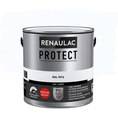Renaulac Houtlak Protect - Hoogglans - Verkeerswit Ral 9016 - 2,5l