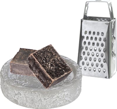 Ideas4seasons Amberblokjes/geurblokjes cadeauset - ylang ylang - inclusief schaaltje en mini rasp
