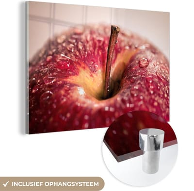 ® Glasschilderij 180x120 cm - Schilderij acrylglas - Fruit - Appel - Water - Foto op glas - Muurdecoratie woonkamer - Wanddecoratie slaapkamer - Schilderijen