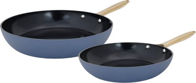 Cosy&Trendy Elegance Koekenpannenset 2-delig Ø24/28cm - PFAS-vrij - Inductie Koekenpan - Snelle opwarming - Zonder deksel - Blauw-Antraciet