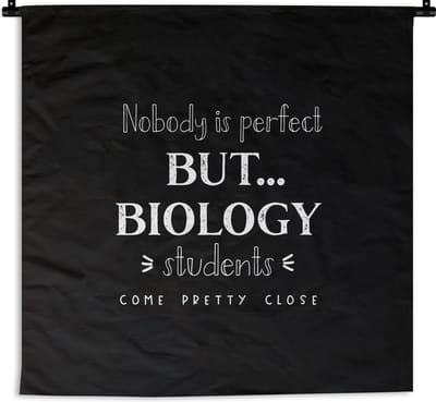 Wandkleed - Wanddoek - Biologie - Studie - Quotes - Bèta - 180x180 cm - Wandtapijt