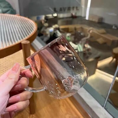 400ml 3D Liefde Verloop Transparant Glas Koffiemok Melk Sap Koppels Set Kop Dame Kantoor Afternoon Tea Party Drinkware 400 gray