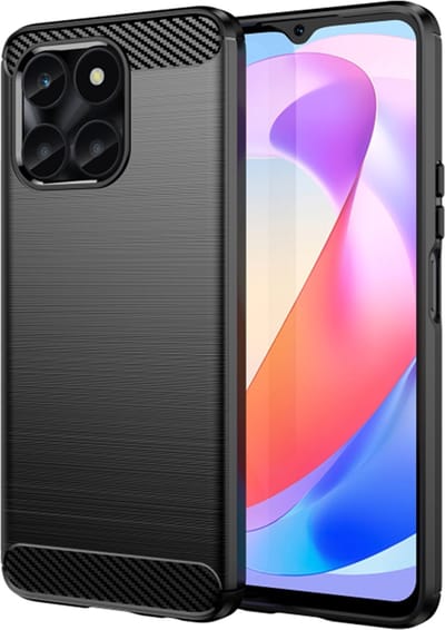 Hoesje geschikt voor HONOR X6a - Techsuit Carbon Silicone Back Cover - Zwart