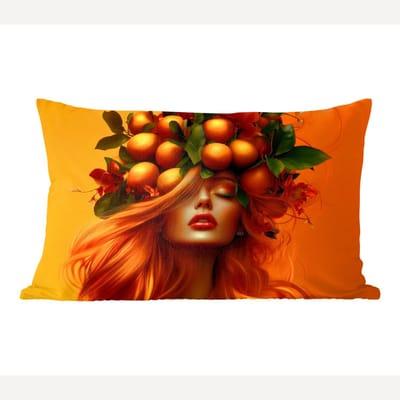 Sierkussens - Kussentjes Woonkamer - 60x40 cm - Vrouw - Citroenen - Bloesem - Geel