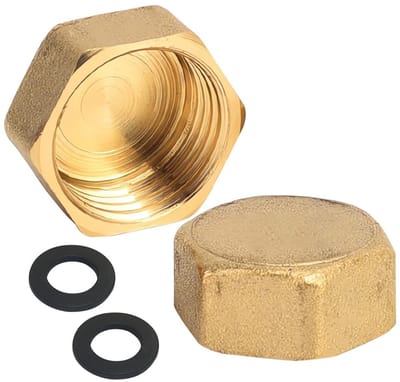 Dailygoods- Afsluitstop 3/8 inch - Binnendraad - Messing - 2 Stuks - Blinde Stop - Voor Sanitair/Verwarming - Buisdop