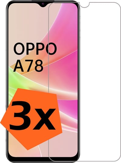 Screenprotector - 3 Stuks - Geschikt voor OPPO A78 5G - Extra Sterk - Gehard Glas - Beschermglas - Tempered Glass - Screen Protector