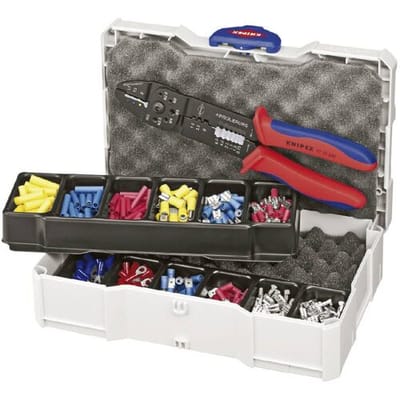 Knipex 97 90 25 Krimptangset 301-delig Geïsoleerde kabelschoenen, Ongeïsoleerde connectoren (male), Platte stekkers, Platte insteekhulzen, Geïsoleerde
