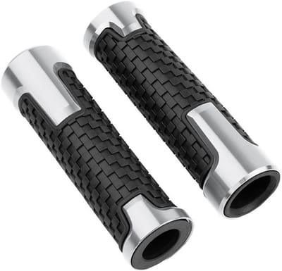 Motorfiets Handgrepen - Stuurgrepen Set - Comfortabel Rijden - Aluminium PVC - Universeel - Zilver