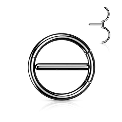 Tepelpiercing PVD Duel hinge 1.6x12 - zwart - LMPiercings