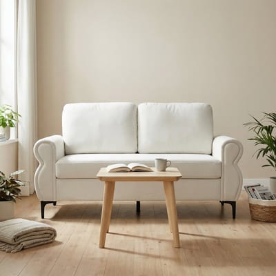 MODFU Bank - Met Pocketvering En Afneembare Hoezen - Modern - Voor Appartementen - Polyester En Metaal - Crèmewit