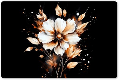 Placemats 45x30 cm - Placemat kunststof - 1 stuk - Bloem - Verf - Goud - Graffiti - Modern - Borden onderleggers - Decoratie voor op tafel - Keuken tafeldecoratie accessoires - Vinyl onderlegger - Tafelversiering