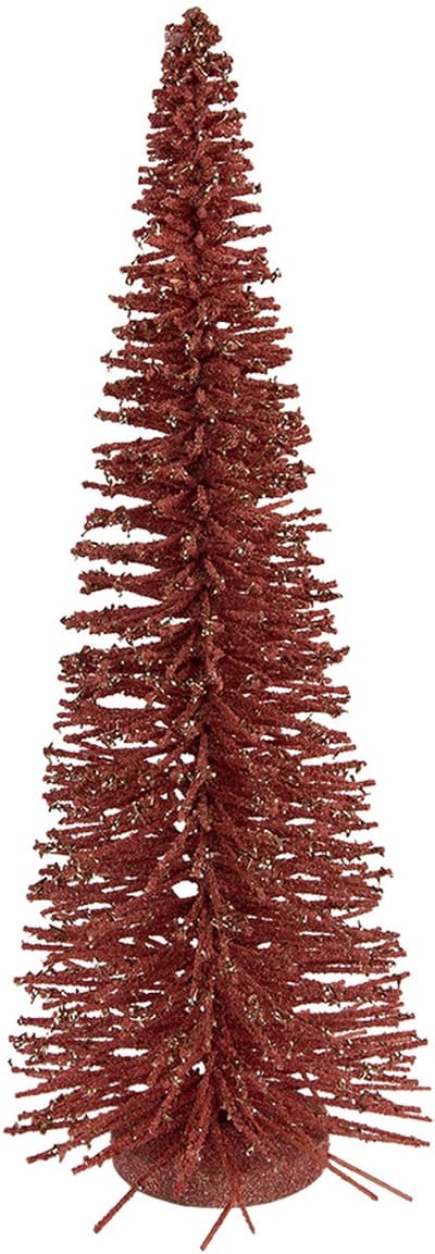 Clayre & Eef Kerstdecoratie Beeld Kerstboom Ø 20x50 cm Roze Hout