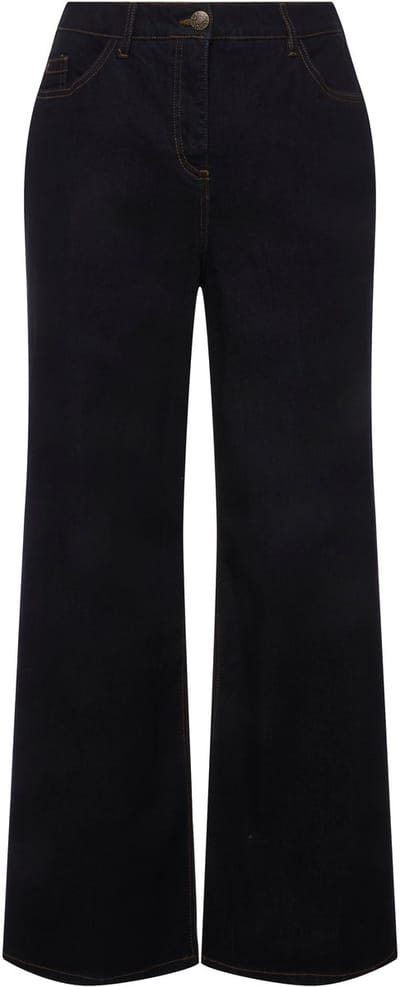 Ulla Popken - Dames - Jeans Mary wijde pijp 5-pocketmodel - Donkerblauw denim - Maat 21