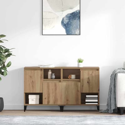 vidaXL Dressoirs 2 st Artisan Eiken 60 x 35 x 70 cm Bewerkt hout