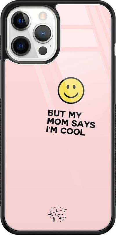Hoesje geschikt voor iPhone 12 Pro Max - I'm cool quote - Luxe Hard Case - Tekst - Roze - Mooie Telefoonhoesjes