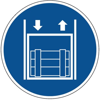 Goederenlift verplicht te gebruiken bord - kunststof 300 mm
