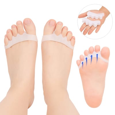Siliconen Teencorrector 5 Tenen I Teenspreider I Hallux Valgus I Teen Recht Maken I Tenen Spreiden I Wit I 1 Paar