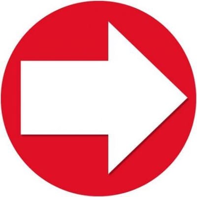 Accent pijl sticker - 6x - Rond Dia 15 cm - rood met witte pijl - Richting aanwijzen - Route - Rechts/links