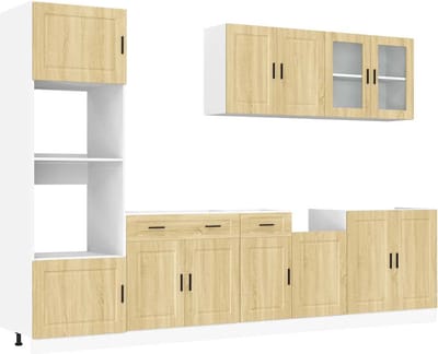 vidaXL - 7-delige - Keukenkastenset - Porto - bewerkt - hout - sonoma - eikenkleur