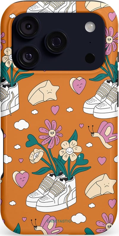 Casetastic hoesje geschikt voor Apple iPhone 17 Pro - MagSafe - Dubbellaagse bescherming - Hartentuin - Fashion Case - Terracotta Zand Lichtgrijs