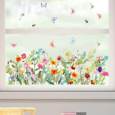 Bloem vlinder raamstickers muurstickers, PVC dubbelzijdige lente bloemen vlinder anti botsing verwijderbare raamstickers, raamstickers voor thuisfeest winkel display glasdecoraties