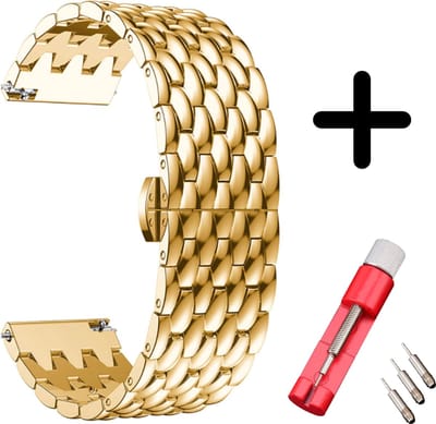 Strap-it stalen draak bandje goud + toolkit - geschikt voor Xiaomi Amazfit GTS / GTS 2 / GTS 3 / GTS 4 / Bip / Bip Lite / Bip S / Bip U Pro