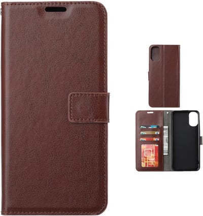 LuxeBass Hoesje geschikt voor Motorola Moto G22 - Boekhoesje - Bruin - Portemonneehoesje gsm hoesje - telefoonhoes - telefoonhoesjes