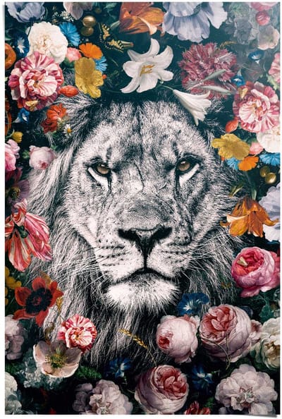 Poster Jungle leeuw - 91,5 x 61 - Papier - REINDERS