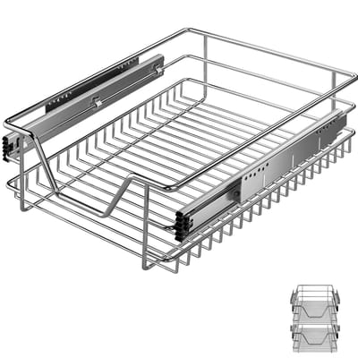 Casaria 2x Lade - Telescopisch Voor 40cm Kastbreedte 37x44x14cm - Zilver