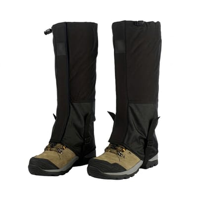 Zwart gamaschen gaiters unisex waterafstotende beenbeschermers met ritssluiting verstelbare straps outdoor wandel accessoires sneeuw en hiking bescherming