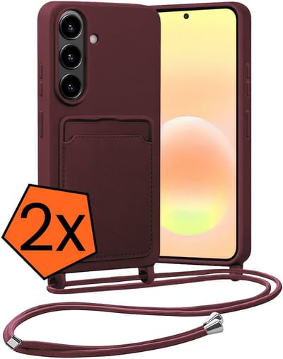 Hoesje Geschikt voor Samsung A57 Hoes Met Telefoonketting - Backcover Geschikt voor Samsung Galaxy A57 Case Met Koord - Aubergine - 2 PACK