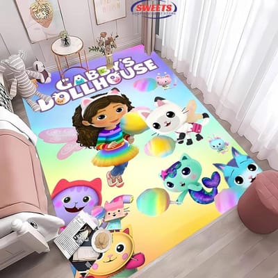 Disney Gabbys Poppenhuis Tapijt, Kleed voor Woonkamer Slaapkamer, Sofa Keuken Deurmat Decoratieve Mat, Kinderen Antislip Vloer Duurzame Mat, Cadeau 100*120cm