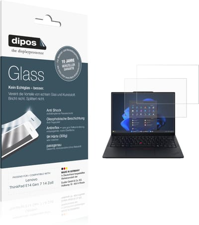 dipos – 2x Matte Pantserfolie geschikt voor Lenovo Thinkpad E14 Gen7 14 Zoll | 9H Screenprotector
