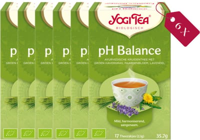 Yogi Tea PH Balance Bio - Biologische Kruidenthee met Citroengras, Hibiscus en Zwarte Bes voor Evenwicht en Innerlijke Harmonie - Tray van 6 Stuks